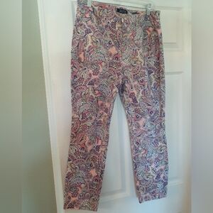 Charter Club Bristol Skinny Ankle Jeans in a vibrant paisley print. Featuring a